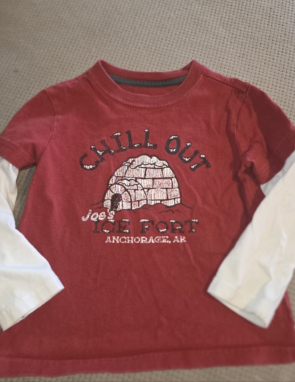 Red 'Chill Out' Kids Long-Sleeve Layered Shirt